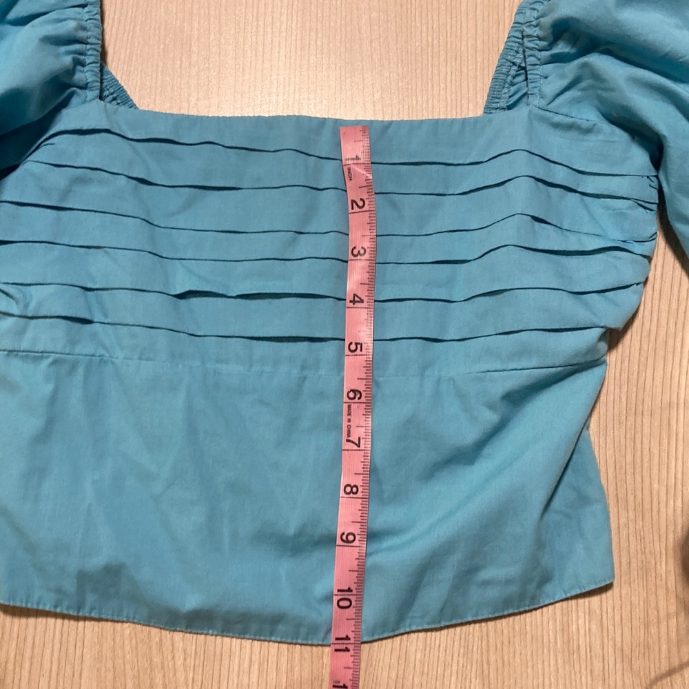 Abercrombie & Fitch Blue Puff Sleeve Blouse - Picture 4 of 5